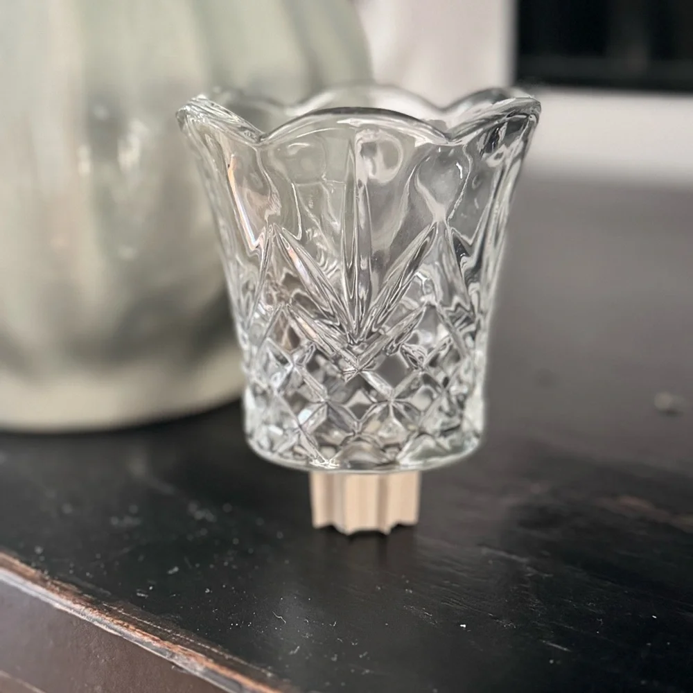 1/ Home Interiors Clear Cut Glass Diamond Pattern Votive Candle Holders